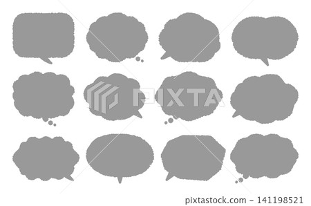 Hand-drawn speech bubble illustration (grayscale) | Adjustable speech bubble opening - Vector material Hand-drawn speech bubble illustration (grayscale) | Adjustable speech bubble opening - Vector material 141198521