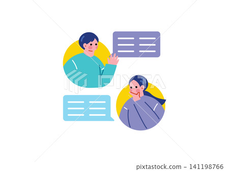Illustration of a man and woman chatting. Illustration of a man and woman chatting. 141198766
