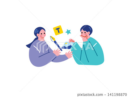Illustration of business people having a discussion 141198870