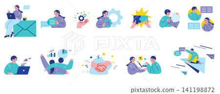 Business Communication Illustration Set Business Communication Illustration Set 141198872