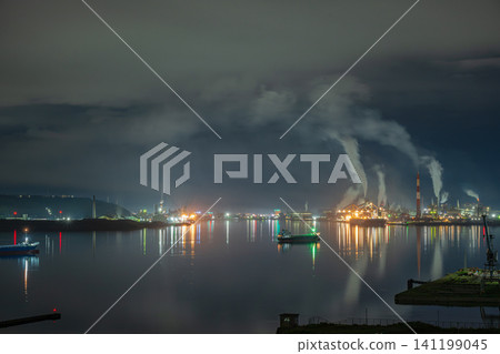 A very beautiful night view of Muroran City, Hokkaido, Japan 141199045