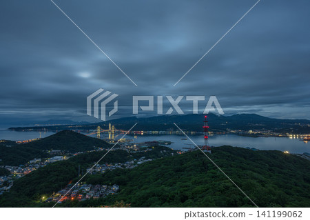 A very beautiful night view of Muroran City, Hokkaido, Japan 141199062