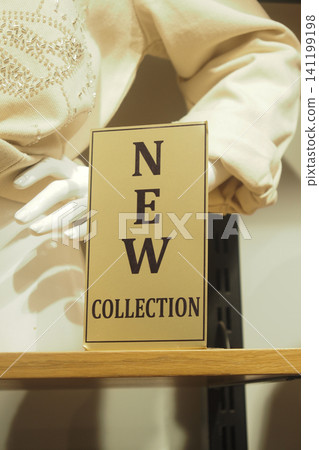 New collection sign in a retail store display New collection sign in a retail store display 141199198