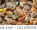 Delicious stir fried chicken with vegetables and sesame 141199358