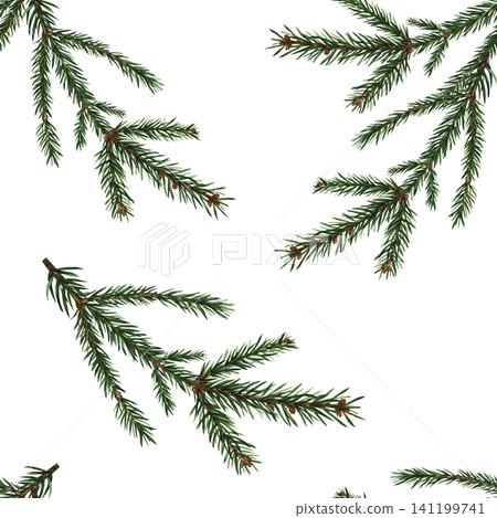 Seamless pattern of fir branches. Hand-drawn watercolor illustration. Perfect for Christmas packaging, seasonal holiday prints, textiles, wallpaper, tablecloths, and more. Seamless pattern of fir branches. Hand-drawn watercolor illustration. Perfect for Christmas packaging, seasonal holiday prints, textiles, wallpaper, tablecloths, and more. 141199741