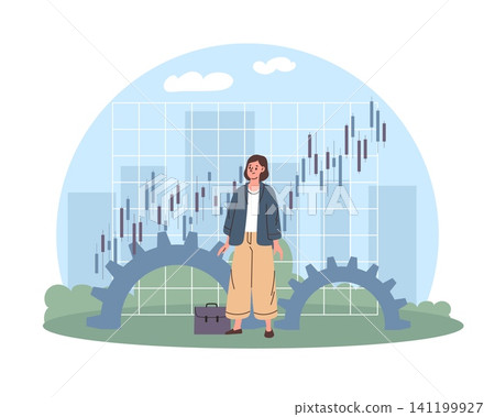 Business analytics and process optimization. Financial growth chart, workflow management, performance monitoring, strategic development, professional employee vector cartoon concept Business analytics and process optimization. Financial growth chart, workflow management, performance monitoring, strategic development, professional employee vector cartoon concept 141199927