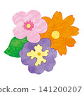 Colorful watercolor flower illustrations - cute flower materials (pink, orange, purple) 141200207