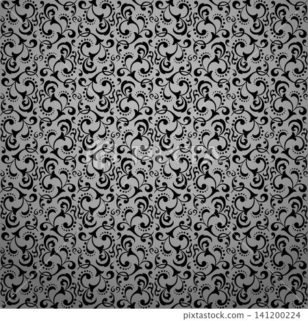 Flower pattern. Seamless gray and black ornament. Graphic vector background Flower pattern. Seamless gray and black ornament. Graphic vector background 141200224