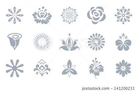Flower icons set. Isolated elements for design. Vector graphics. Flower collection Flower icons set. Isolated elements for design. Vector graphics. Flower collection 141200231