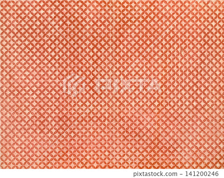 Japanese patterned chiyogami paper in vermilion with a Shippo (seven treasures) design. Japanese patterned chiyogami paper in vermilion with a Shippo (seven treasures) design. 141200246