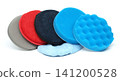 Set of colorful car polishing sponges and microfiber pads for detailing 141200528