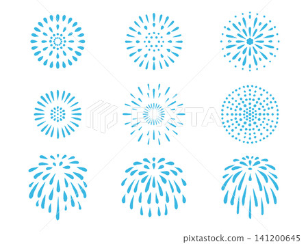 Set of blue fireworks (simple illustration) Set of blue fireworks (simple illustration) 141200645