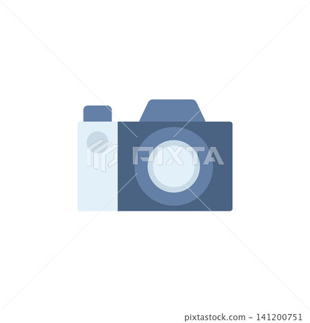 Camera icon for photo capture feature in application. Camera body symbol for photography app or scanning tool. Icon design flat style 141200751