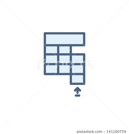 Insert row icon for adding horizontal line in spreadsheet. Table with plus on row symbol for database application. Icon design flat style Insert row icon for adding horizontal line in spreadsheet. Table with plus on row symbol for database application. Icon design flat style 141200759