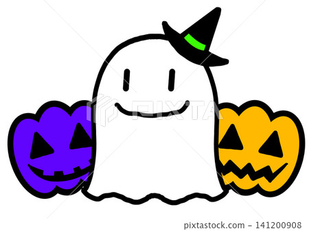 Cute Halloween ghost and jack-o'-lantern illustration material 141200908