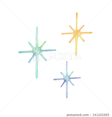 Simple, colorful, hand-drawn star illustrations - sparkling! Simple, colorful, hand-drawn star illustrations - sparkling! 141201005