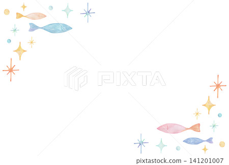 A cute fish frame painted in watercolor A cute fish frame painted in watercolor 141201007