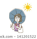 Woman with a parasol (and a handheld fan) 141201522