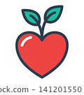Icon of a heart symbol inside a fruit, representing organic nutrition, healthy love, natural freshness, and wellness. 141201550
