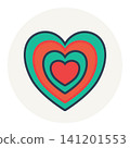 Colorful multi-layered heart icon representing love, depth, layers of emotion, wellness, and heart-centered design. 141201553