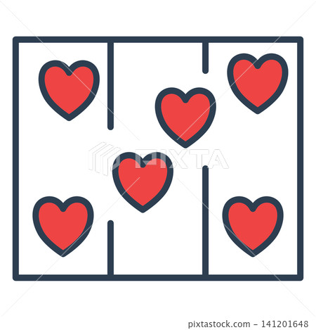 Icon featuring an array of hearts arranged in a grid, representing organized love, patterns, data sets, and systematic affection. Icon featuring an array of hearts arranged in a grid, representing organized love, patterns, data sets, and systematic affection. 141201648