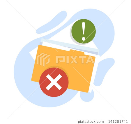 File error and document management problem. Missing folder, deleted files, warning notification and data loss issue, review and correction, validation, verification vector cartoon concept File error and document management problem. Missing folder, deleted files, warning notification and data loss issue, review and correction, validation, verification vector cartoon concept 141201741