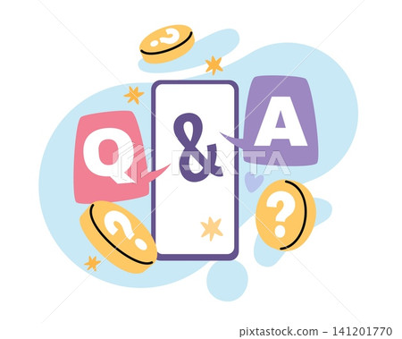 Q and A. Speech bubbles, question and answer symbols, online help, customer support, faq service, knowledge base, problem solving, business services feedback vector cartoon isolated concept Q and A. Speech bubbles, question and answer symbols, online help, customer support, faq service, knowledge base, problem solving, business services feedback vector cartoon isolated concept 141201770