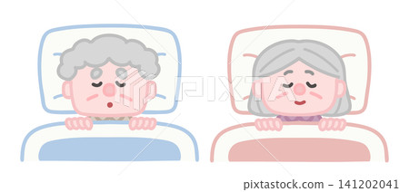 An elderly man and woman sleeping An elderly man and woman sleeping 141202041