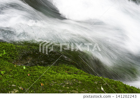 Slow-shutter photography of the headwaters of the Serikawa River and the Kawachi Valley. 141202243