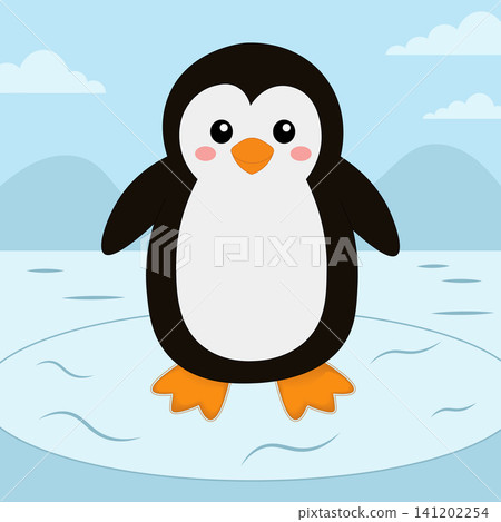 Cute cartoon penguin standing on the ice arctic illustration Cute cartoon penguin standing on the ice arctic illustration 141202254