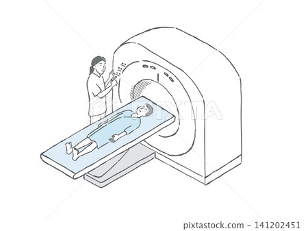 Hand-drawn illustration of an MRI scan Hand-drawn illustration of an MRI scan 141202451