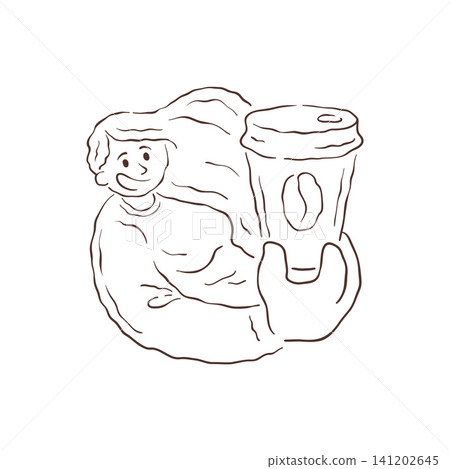 Cheerful Girl Holding A Paper Coffee Cup To Go Vector Illustration Cheerful Girl Holding A Paper Coffee Cup To Go Vector Illustration 141202645