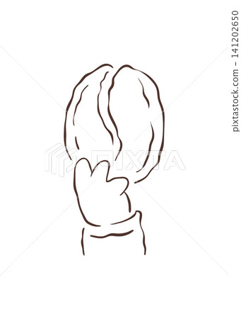A Hand Holding A Large Fresh Roasted Coffee Bean Vector Line Art Illustration A Hand Holding A Large Fresh Roasted Coffee Bean Vector Line Art Illustration 141202650