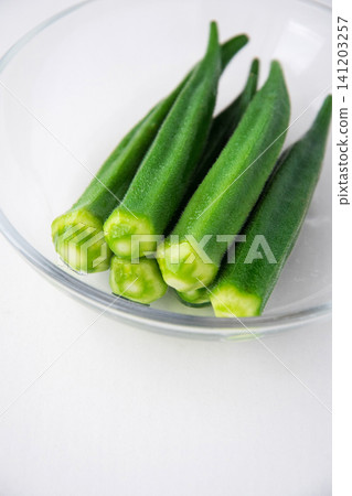 Boiled okra served in a bowl Boiled okra served in a bowl 141203257