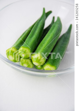 Boiled okra served in a bowl Boiled okra served in a bowl 141203258