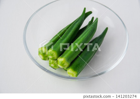 Boiled okra served in a bowl Boiled okra served in a bowl 141203274