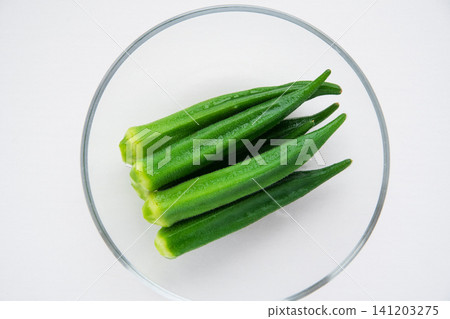 Boiled okra served in a bowl Boiled okra served in a bowl 141203275