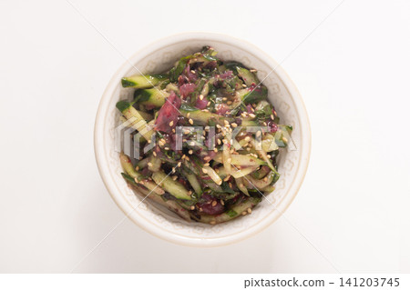 Pickled plum jellyfish, cucumber, seaweed salad 141203745