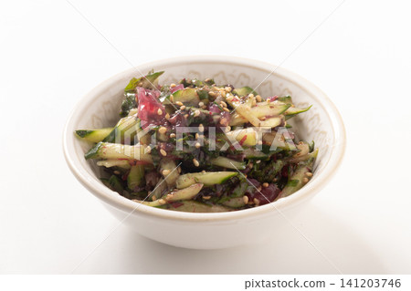 Pickled plum jellyfish, cucumber, seaweed salad Pickled plum jellyfish, cucumber, seaweed salad 141203746