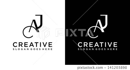 AJ or JA initial letter logo design vector 141203898