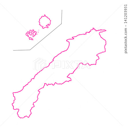 Shimane Prefecture - Blank Map - Red Border Shimane Prefecture - Blank Map - Red Border 141203931