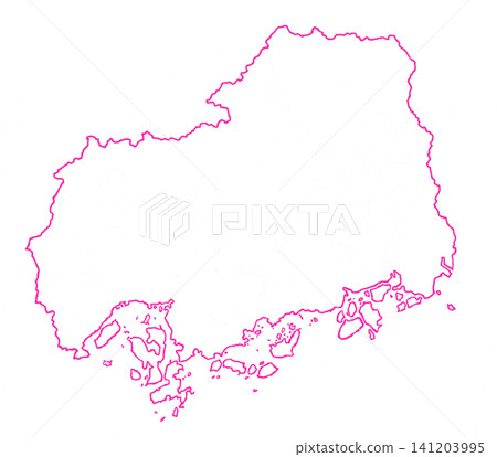廣島縣 - 空白地圖 - 紅色邊框 廣島縣 - 空白地圖 - 紅色邊框 141203995