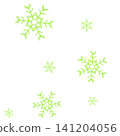 Illustrations of two types of light green snowflakes 141204056