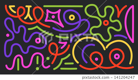Neon Abstract Doodle Elements Neon Abstract Doodle Elements 141204247