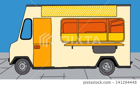 Cute Street Food Truck Exterior Illustration Cute Street Food Truck Exterior Illustration 141204448