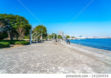 [Kanagawa Prefecture] Yokohama Minato Mirai Rinko Park under a refreshing blue sky 141204554