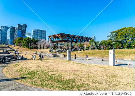 [Kanagawa Prefecture] Yokohama Minato Mirai Rinko Park under a refreshing blue sky 141204565