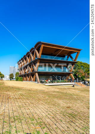 [Kanagawa Prefecture] Yokohama Timber Wharf, located within Rinko Park in Yokohama Minato Mirai 141204578