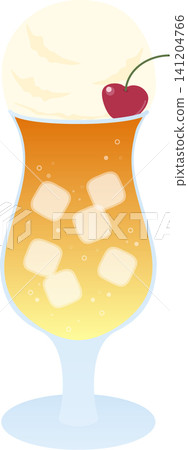 橙味奶油蘇打水的向量插圖 | 復古咖啡館風格的漂浮飲料 橙味奶油蘇打水的向量插圖 | 復古咖啡館風格的漂浮飲料 141204766