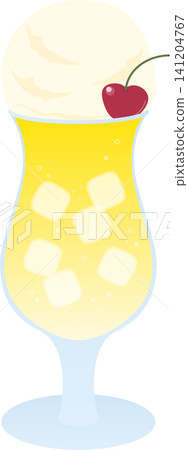 黃色奶油蘇打水向量插圖 | 復古咖啡館風格漂浮飲料 黃色奶油蘇打水向量插圖 | 復古咖啡館風格漂浮飲料 141204767